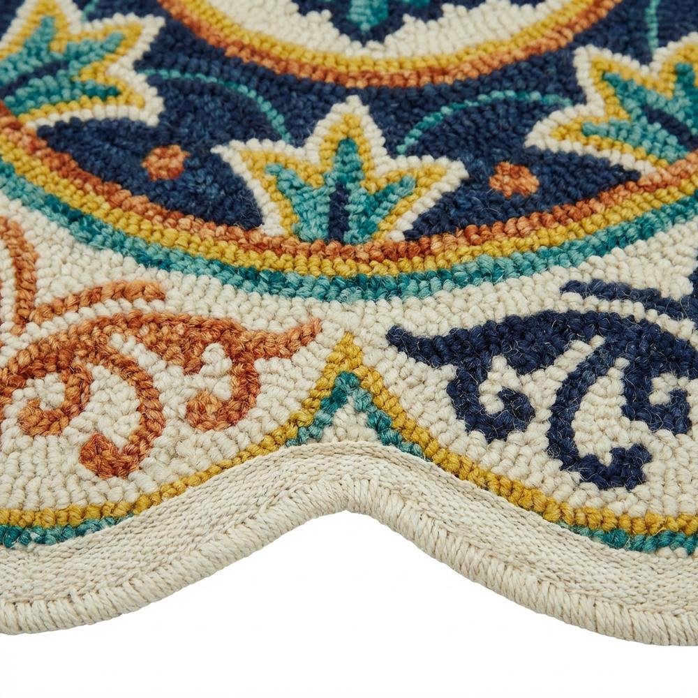Blue Indoor Round Area Rug With Classic Style And Soft Texture. Picture 6