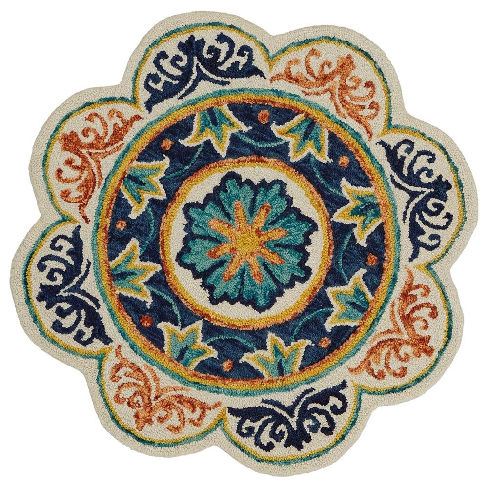 Blue Indoor Round Area Rug With Classic Style And Soft Texture. Picture 4