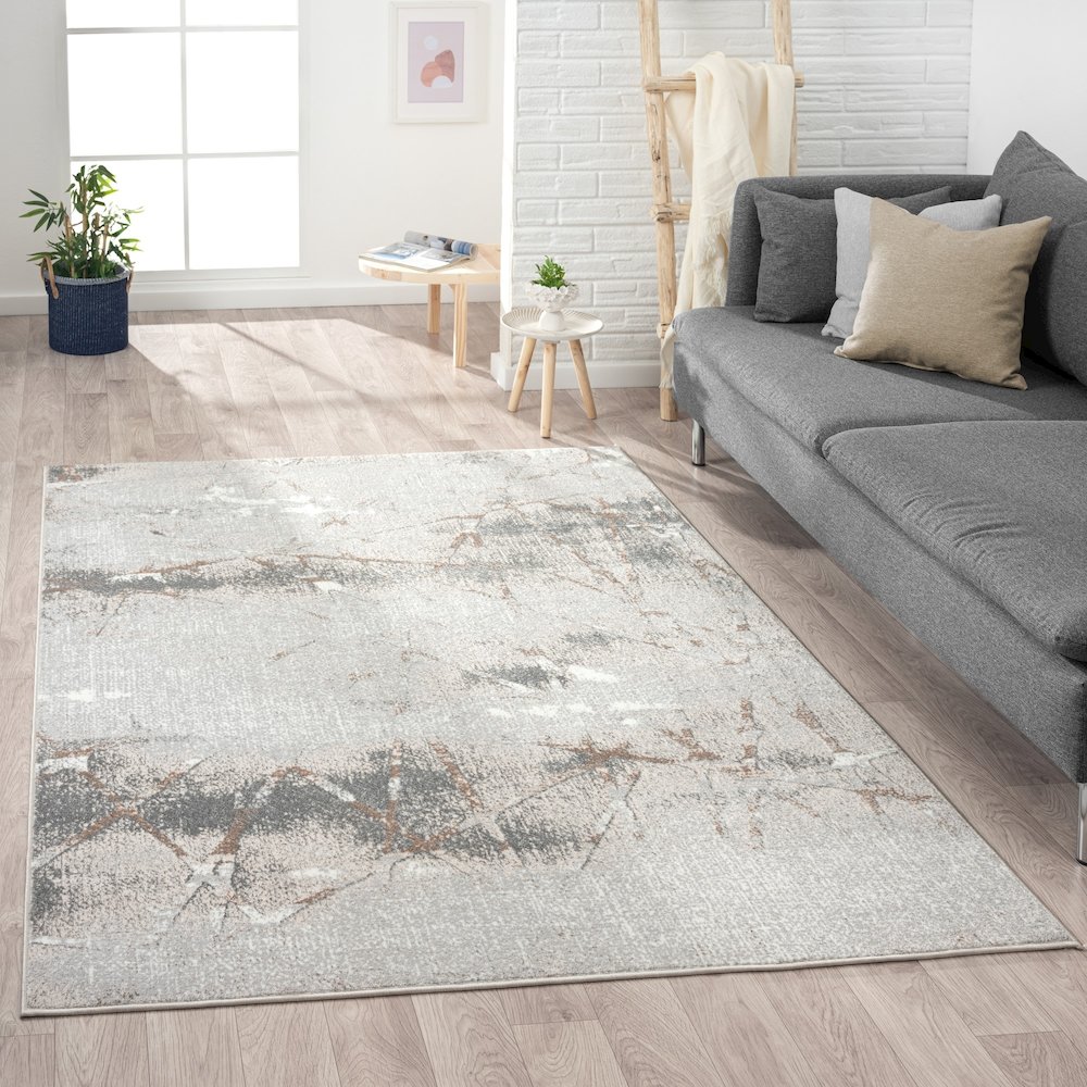 Antalya Durable Performance Area Rug Indoor in Beige/Gray, 5' x 7'. Picture 2