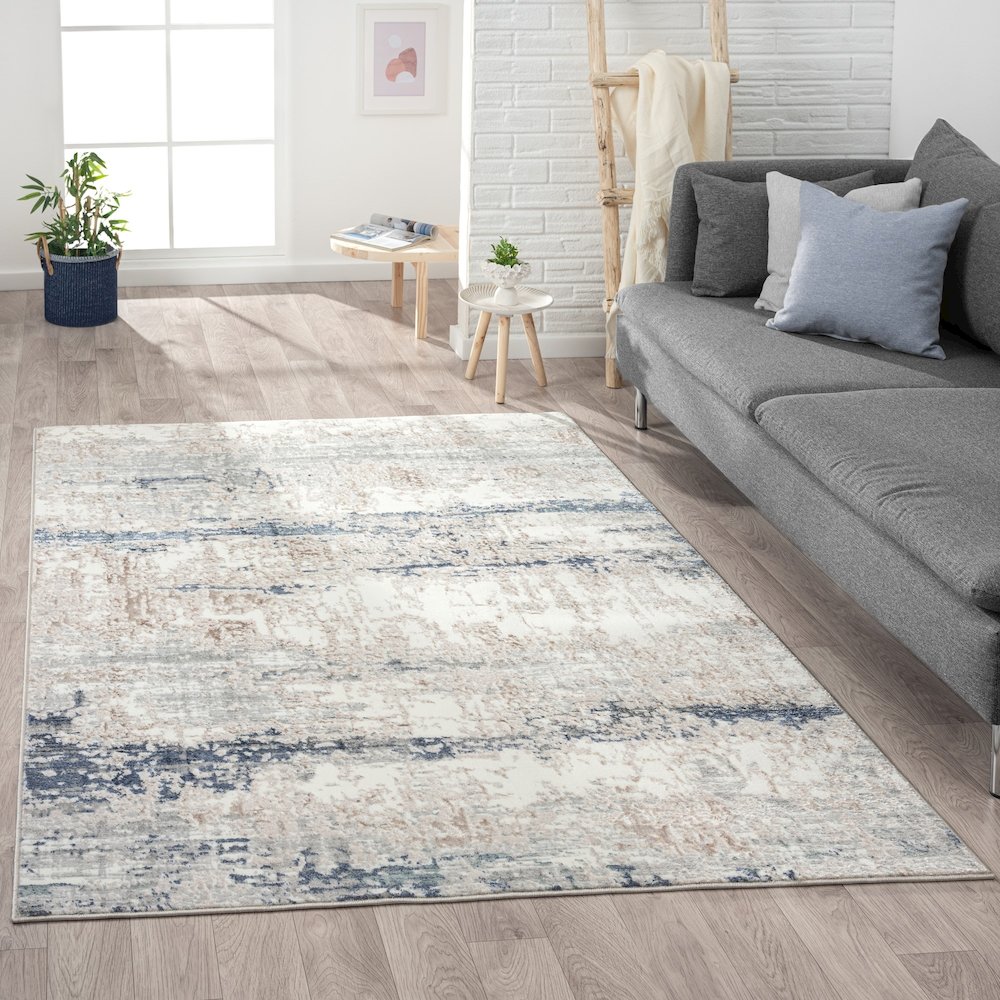 Antalya Durable Performance Area Rug Indoor in Gray/Blue, 5' x 7'. Picture 2