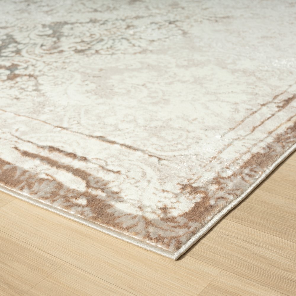 Antalya Durable Performance Area Rug Indoor in Beige/Cream, 2'6" x 8'. Picture 5