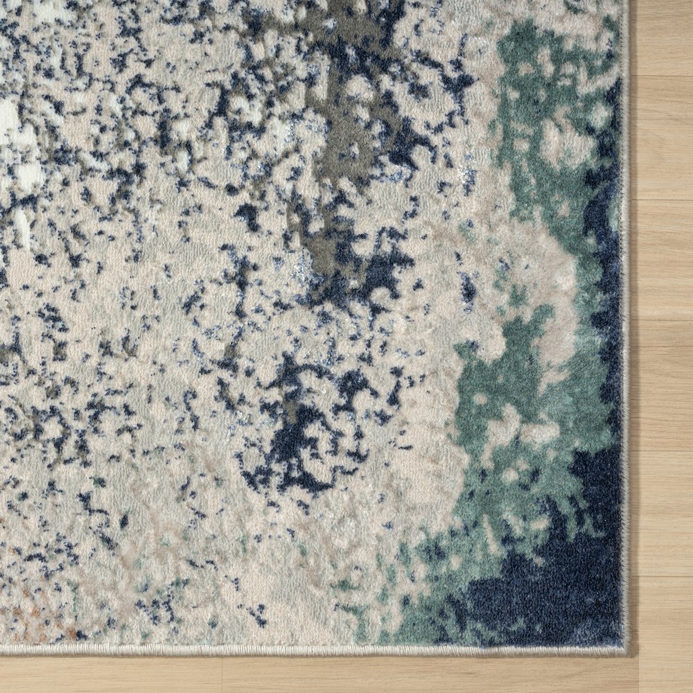 Antalya Durable Performance Area Rug Indoor in Gray/Green, 2'6" x 8'. Picture 4