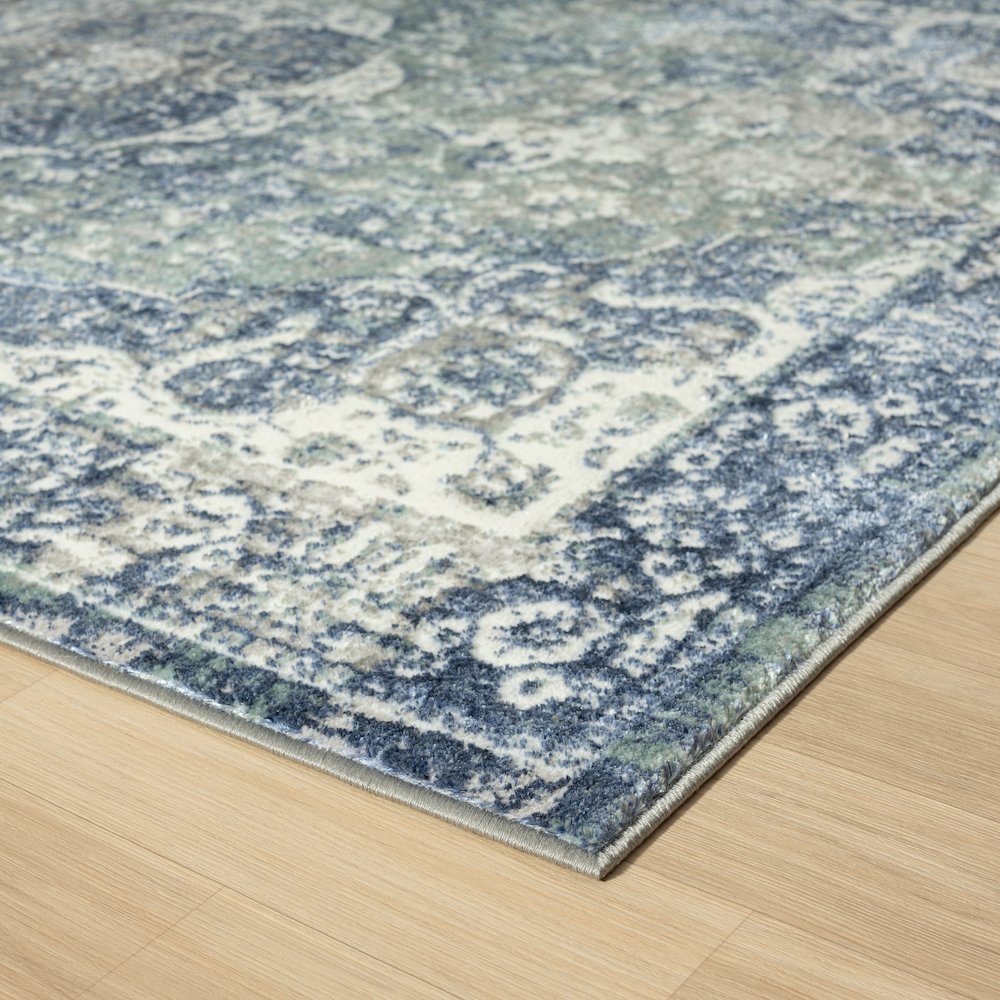 Antalya Durable Performance Area Rug Indoor in Blue/Ivory, 5' x 7'. Picture 5