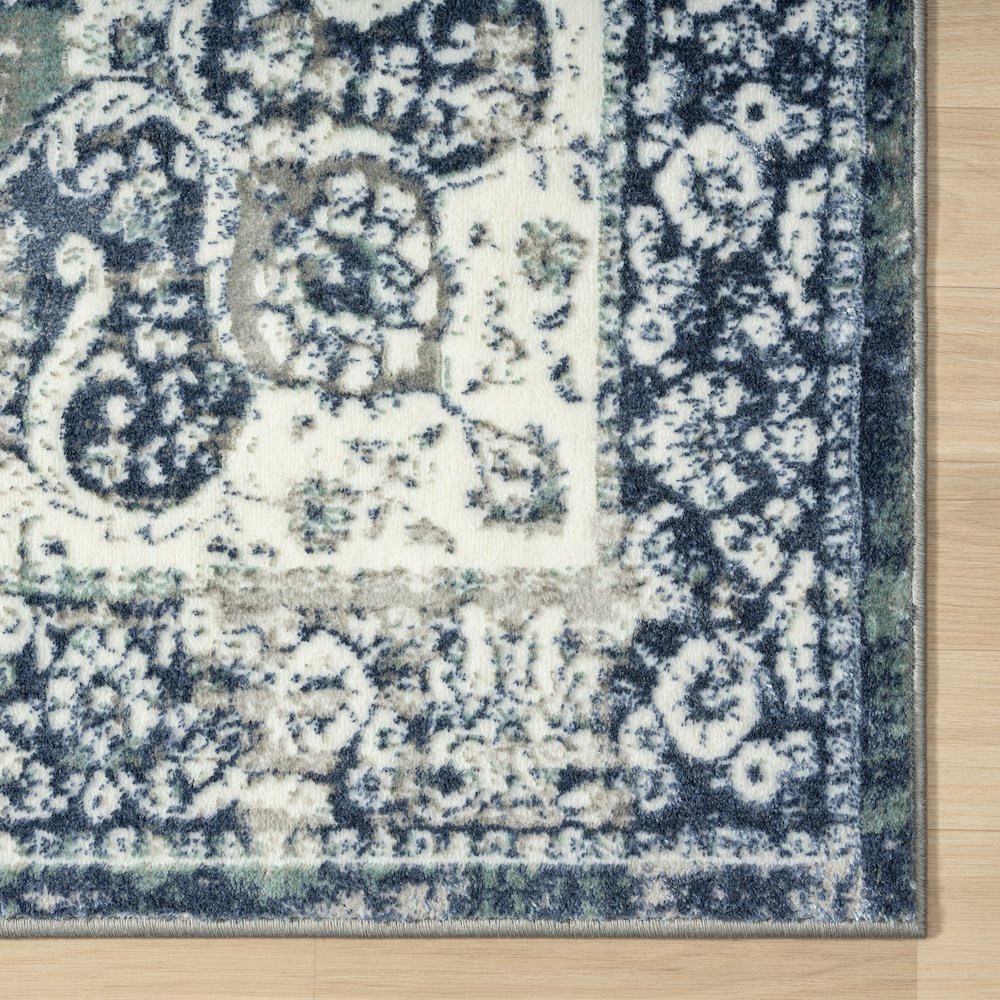 Antalya Durable Performance Area Rug Indoor in Blue/Ivory, 5' x 7'. Picture 4