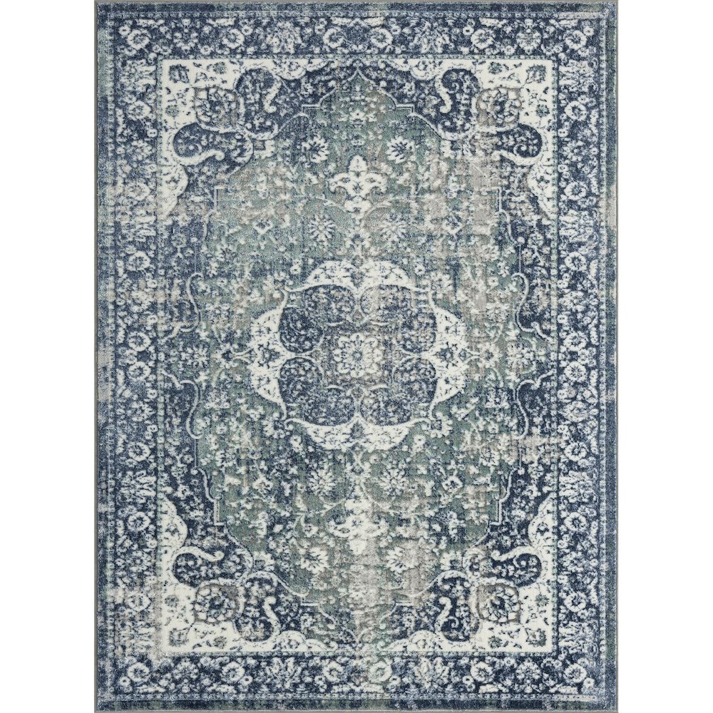 Antalya Durable Performance Area Rug Indoor in Blue/Ivory, 5' x 7'. Picture 1