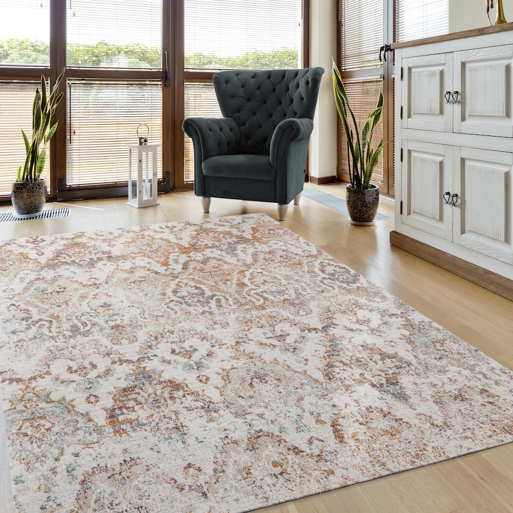 Durable Performance Area Rug Outdoor in Beige/Multicolored, 7'9" x 9'9". Picture 2