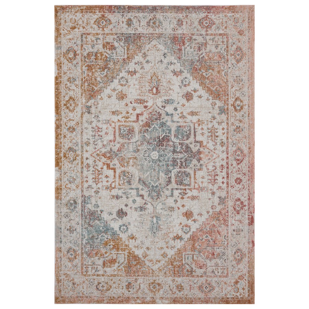 Durable Performance Area Rug Outdoor in Orange/Multicolored, 7'9" x 9'9". Picture 1