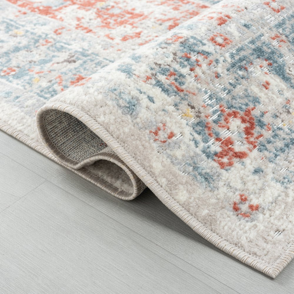 Antiquity Durable Performance Area Rug Outdoor in Blue/Orange, 4' x 6'. Picture 4