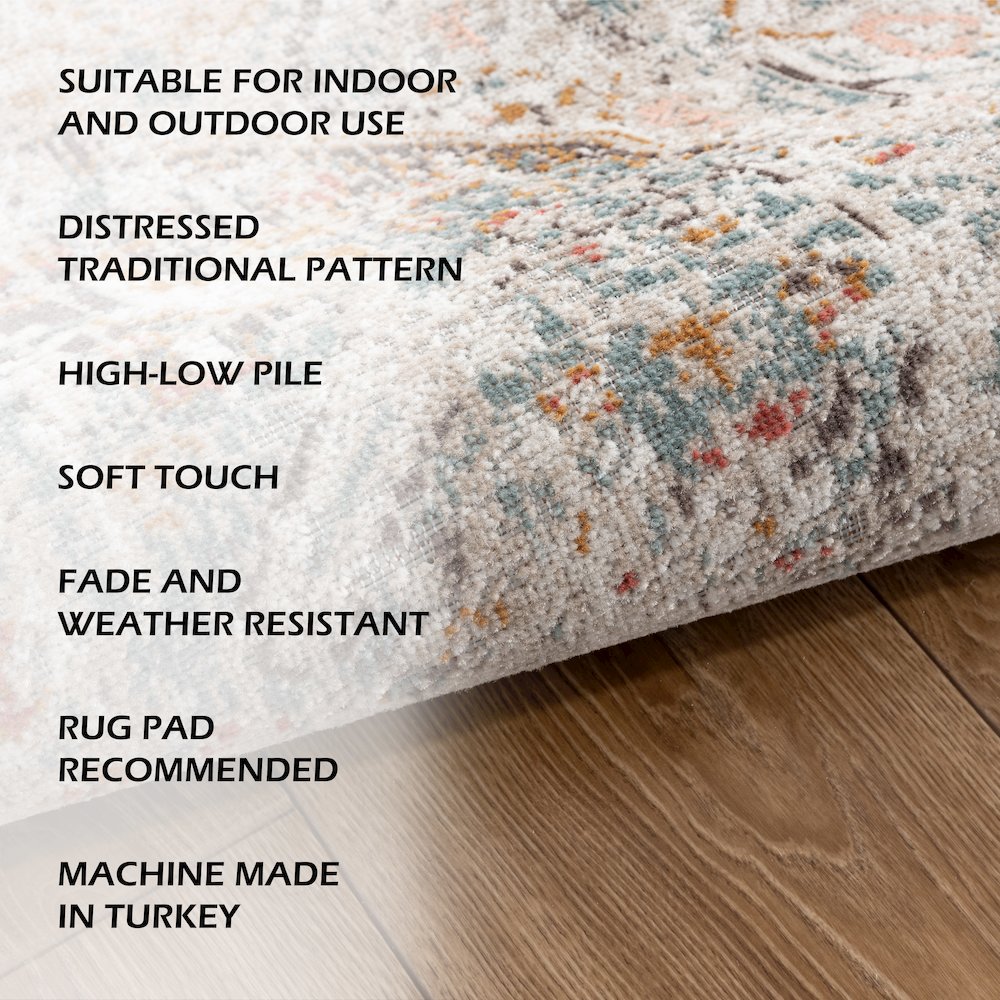 Durable Performance Area Rug Outdoor in Beige/Multicolored, 7'9" x 9'9". Picture 8