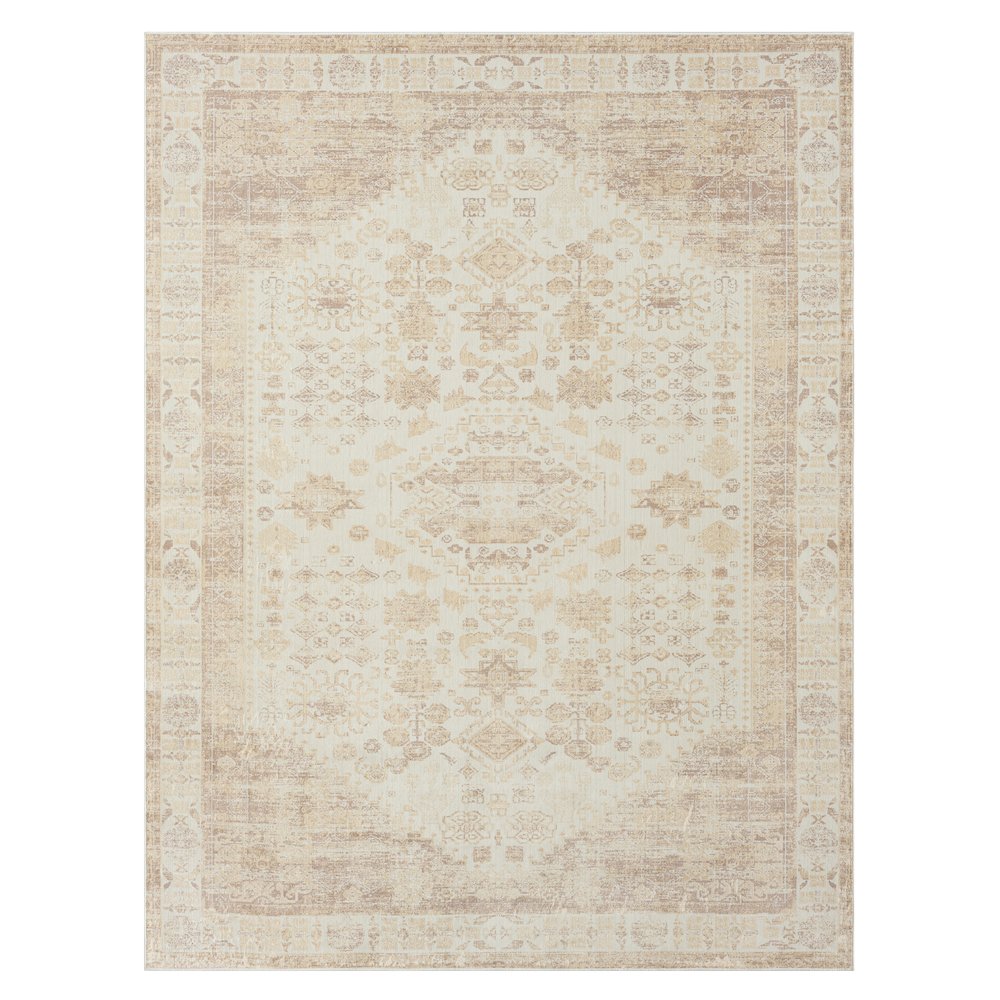 Aria Durable Performance Area Rug Indoor in Beige, 5'3" x 7'. Picture 1