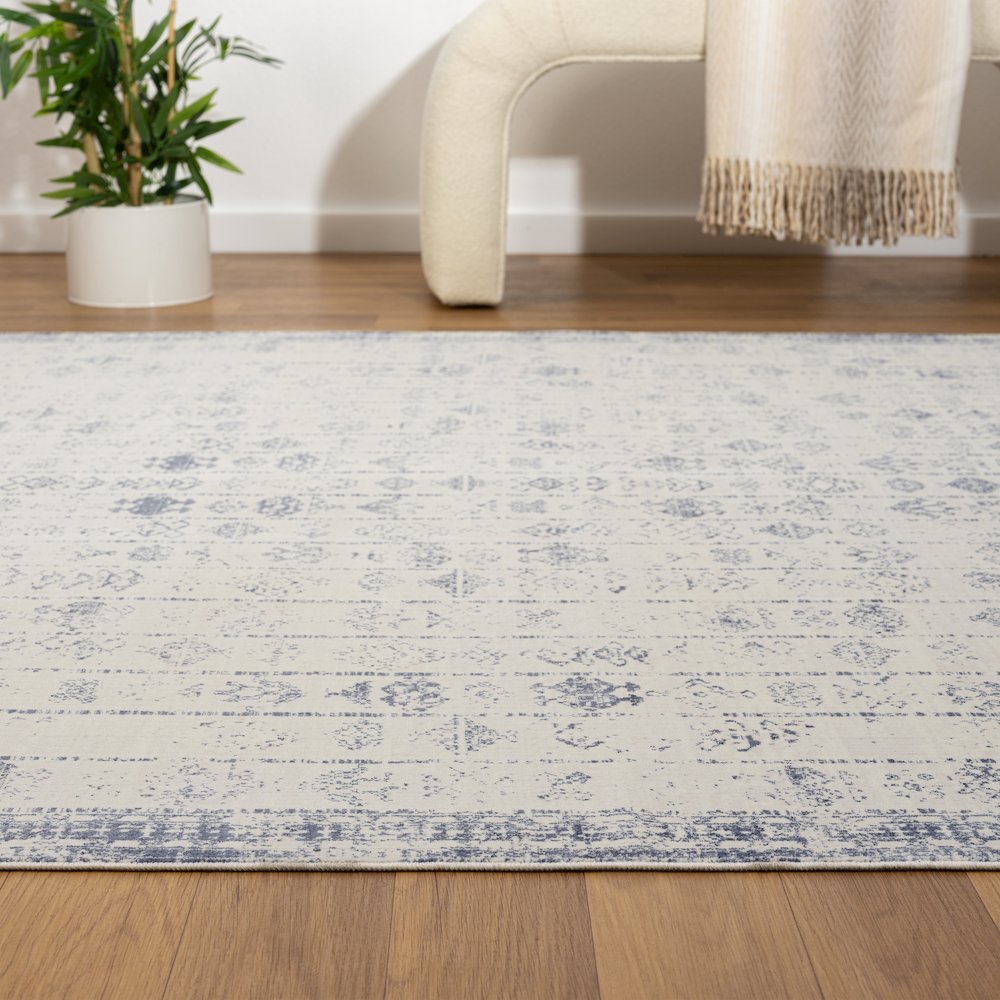 Aria Durable Performance Area Rug Indoor in Gray/Blue, 2'8" x 3'10". Picture 3