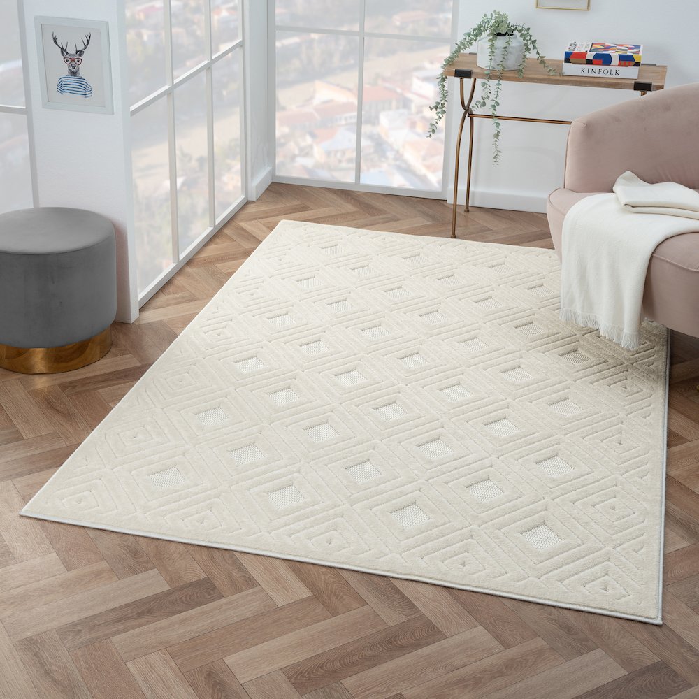 Atlas Durable Performance Area Rug Outdoor in Ivory, 7'10" x 9'10". Picture 8