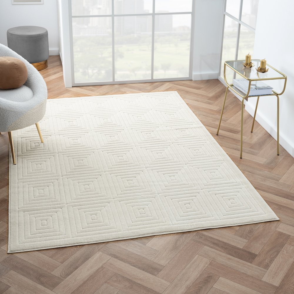 Atlas Durable Performance Area Rug Outdoor in Ivory, 7'10" x 9'10". Picture 2