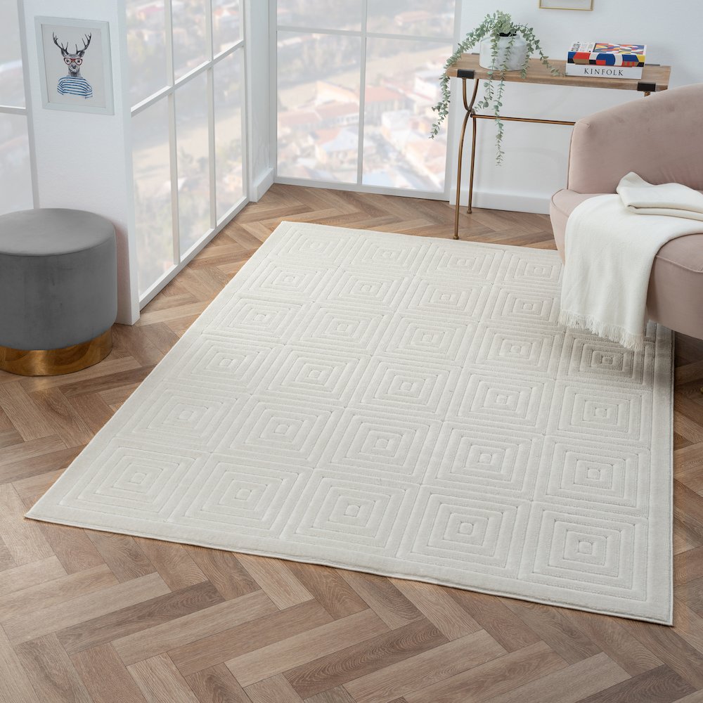 Atlas Durable Performance Area Rug Outdoor in Ivory, 7'10" x 9'10". Picture 8