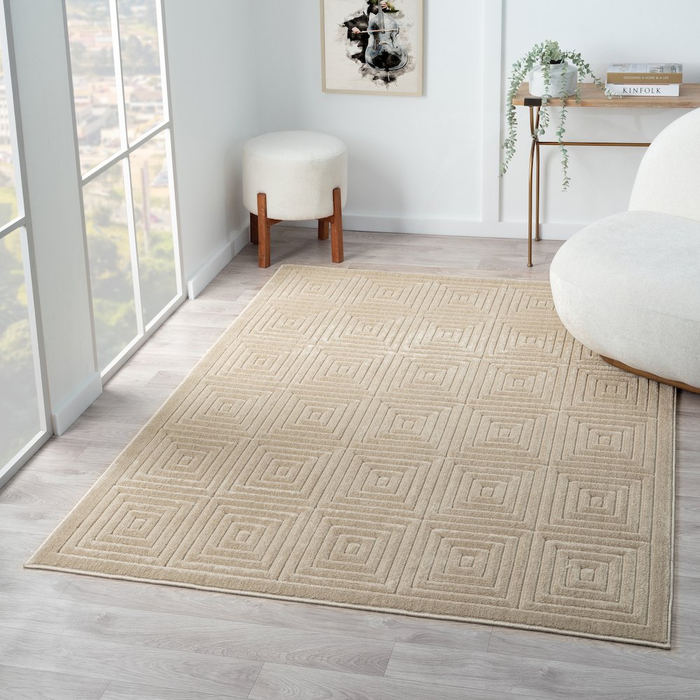 Atlas Durable Performance Area Rug Outdoor in Beige, 7'10" x 9'10". Picture 2