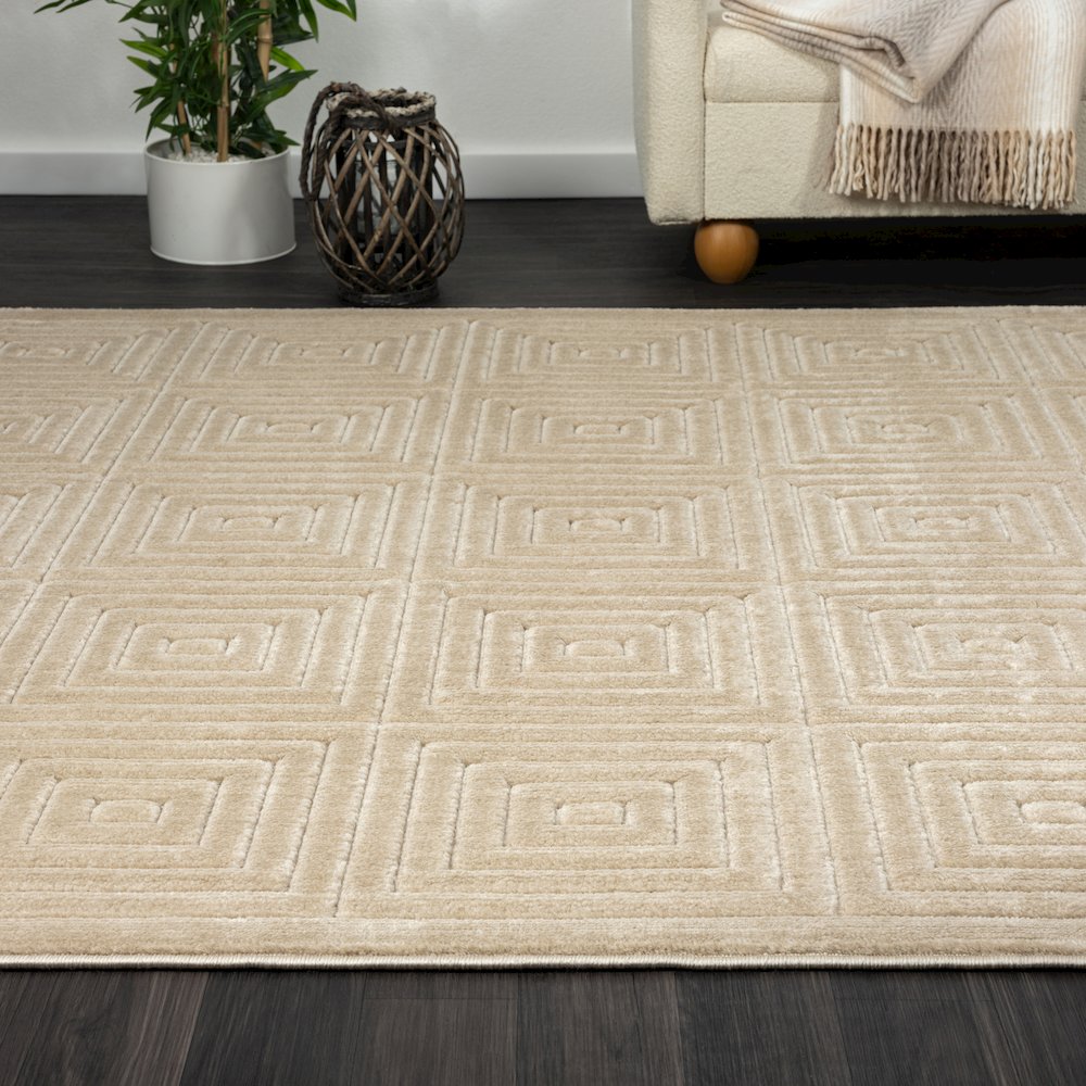 Atlas Durable Performance Area Rug Outdoor in Beige, 7'10" x 9'10". Picture 3