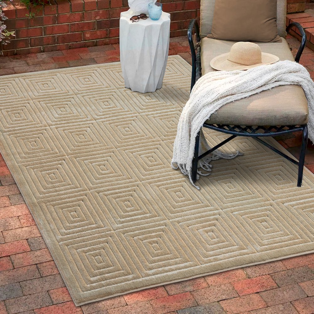Atlas Durable Performance Area Rug Outdoor in Beige, 7'10" x 9'10". Picture 9