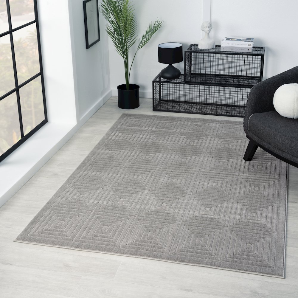 Atlas Durable Performance Area Rug Outdoor in Gray, 7'10" x 9'10". Picture 2