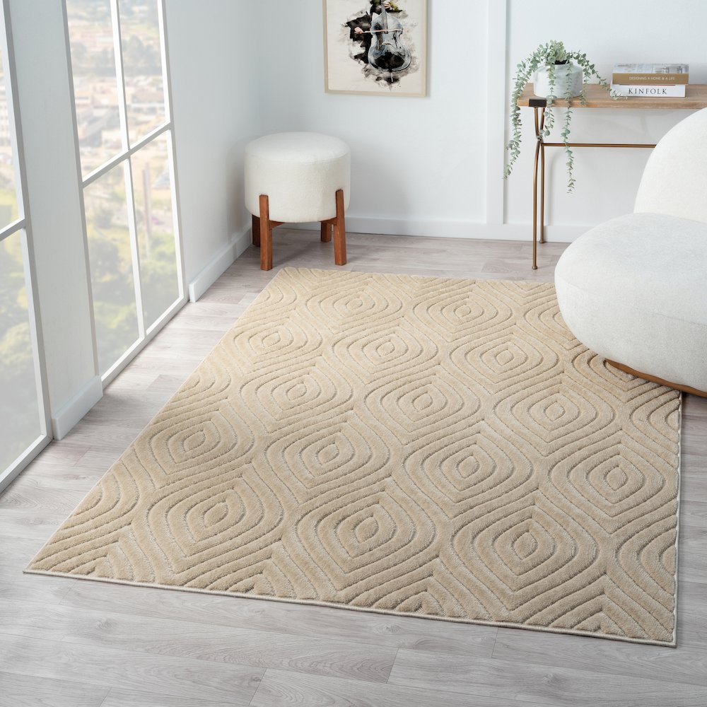 Atlas Durable Performance Area Rug Outdoor in Beige, 7'10" x 9'10". Picture 2