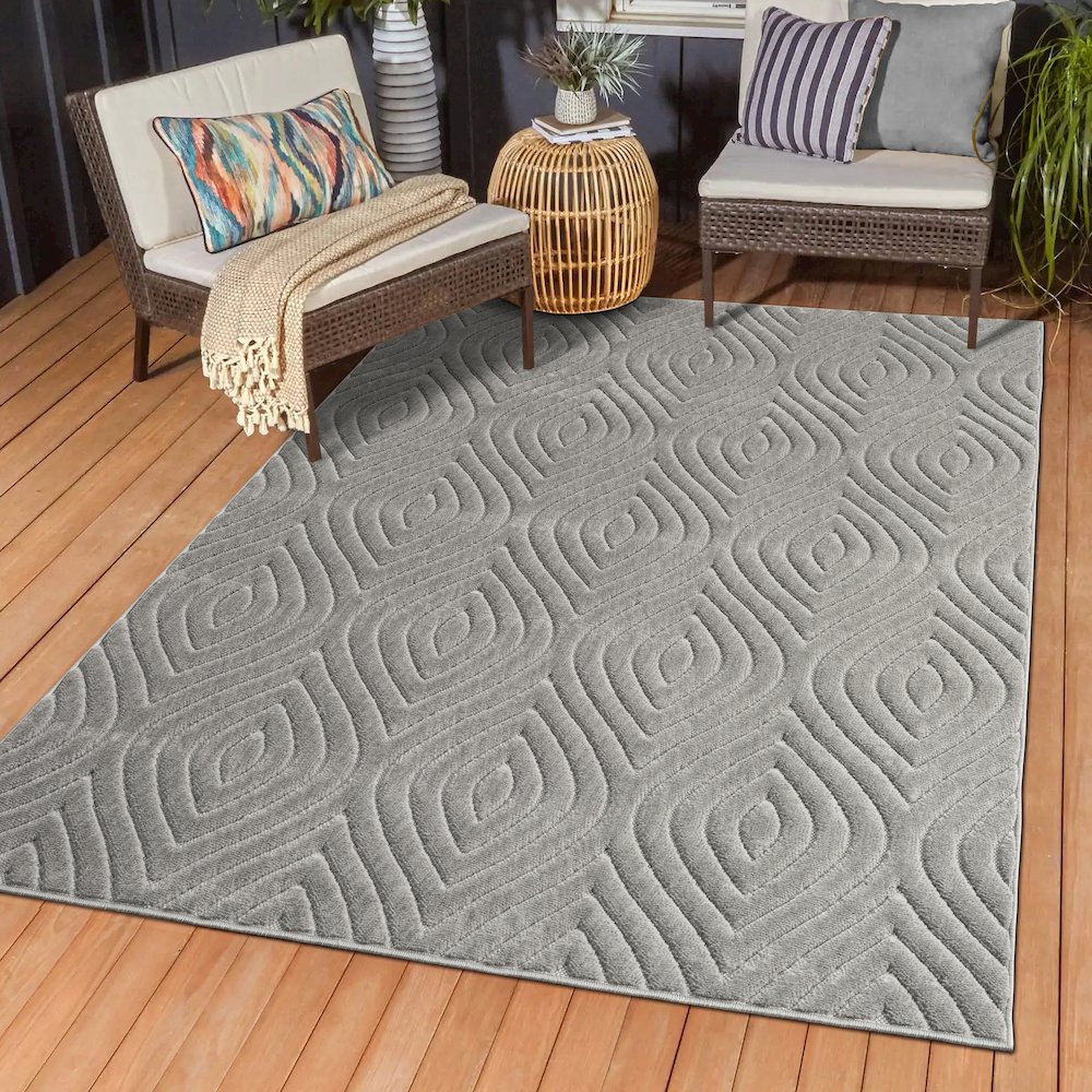 Atlas Durable Performance Area Rug Outdoor in Gray, 7'10" x 9'10". Picture 9