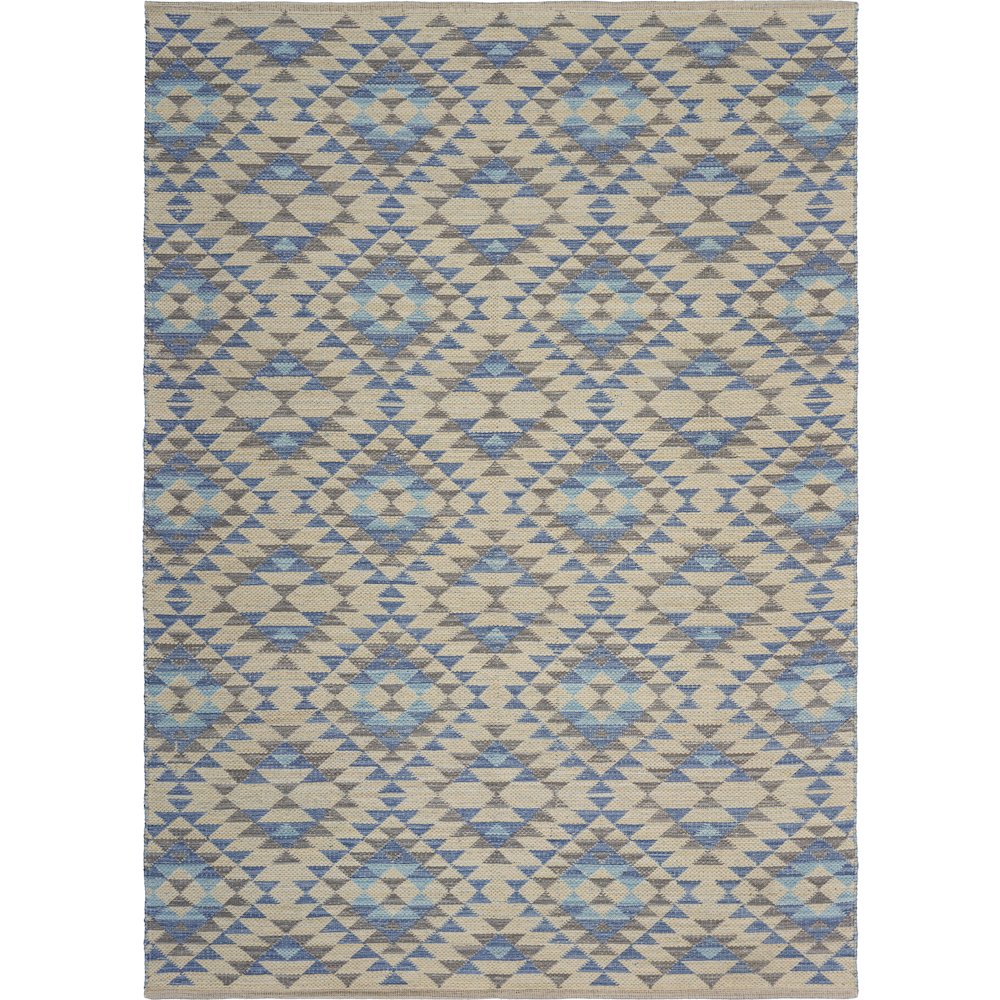Tula Cotton Blend Area Rug Indoor in Blue/Cream, 3' x 5'. Picture 1