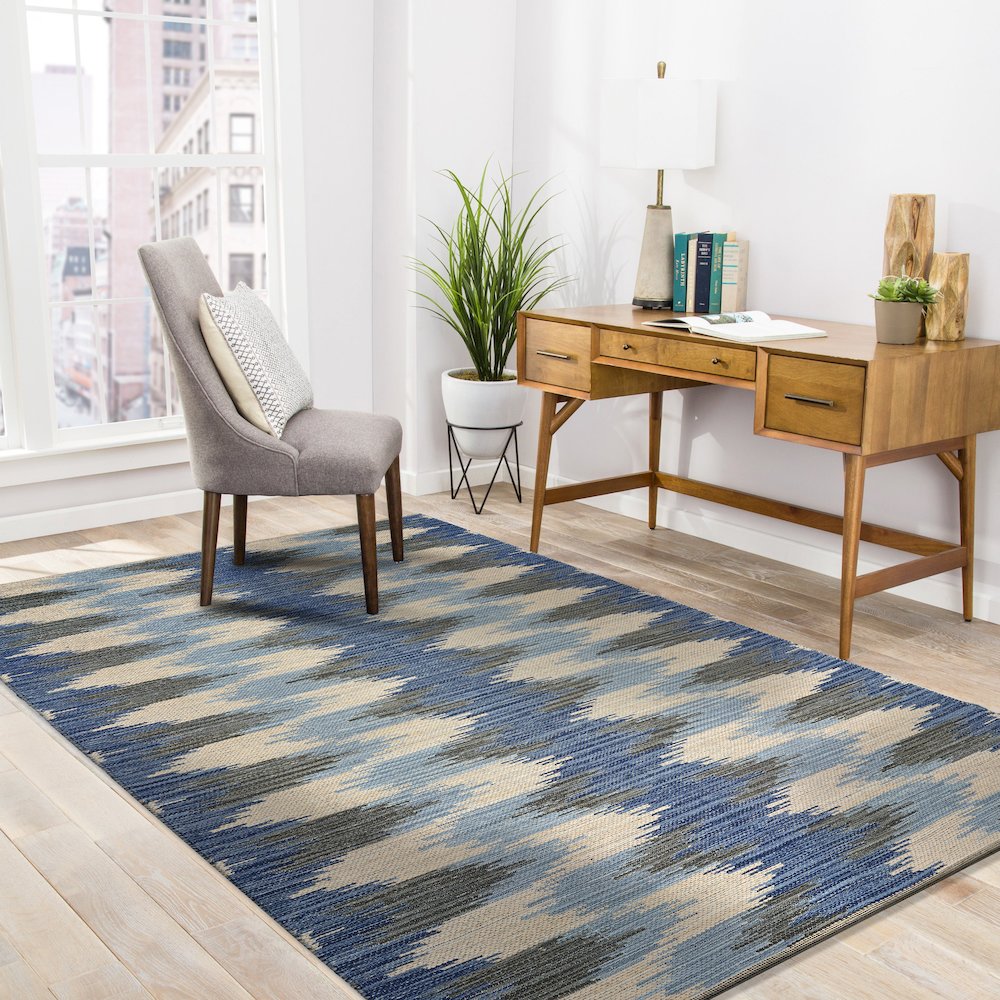 Tula Cotton Blend Area Rug Indoor in Blue/Gray, 5' x 7'. Picture 2