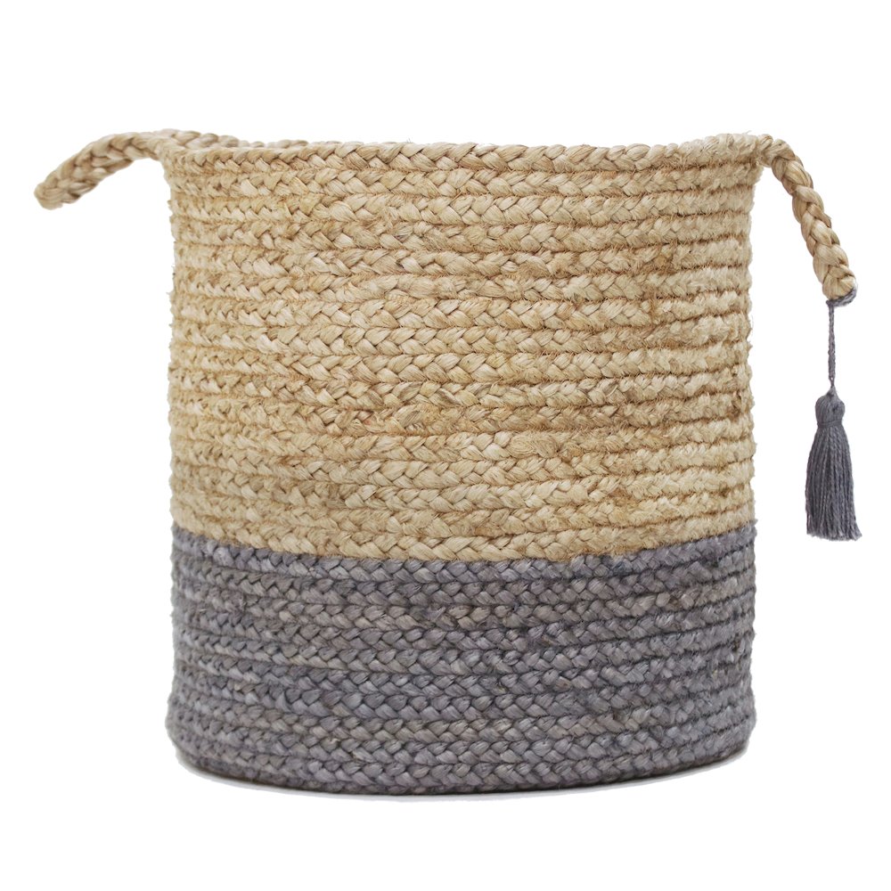 Baskets Jute Indoor Basket in Tan/Gray, 19" x 19" x 19". Picture 1