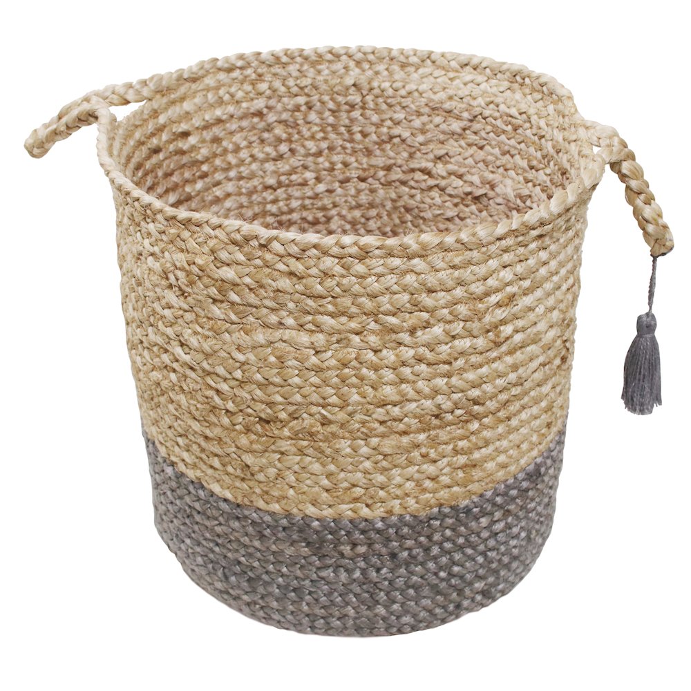 Baskets Jute Indoor Basket in Tan/Gray, 19" x 19" x 19". Picture 3