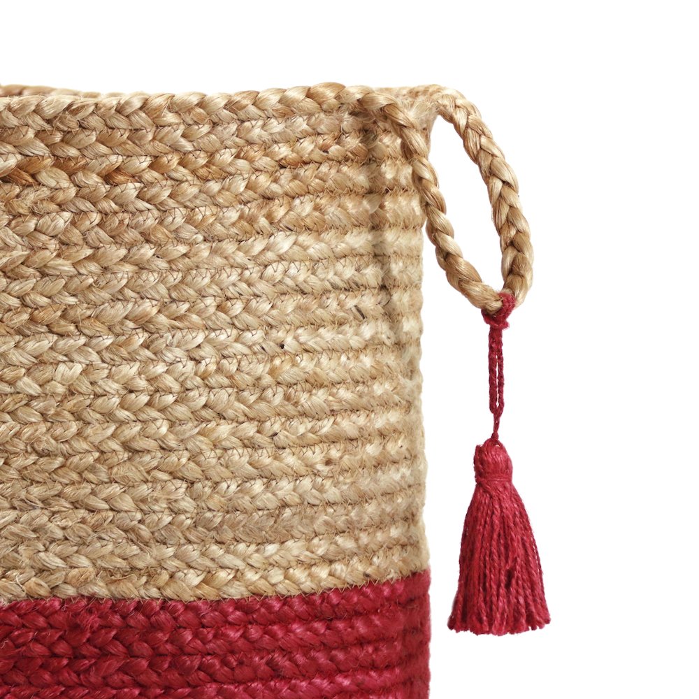 Baskets Jute Indoor Basket in Tan/Red, 19" x 19" x 19". Picture 3