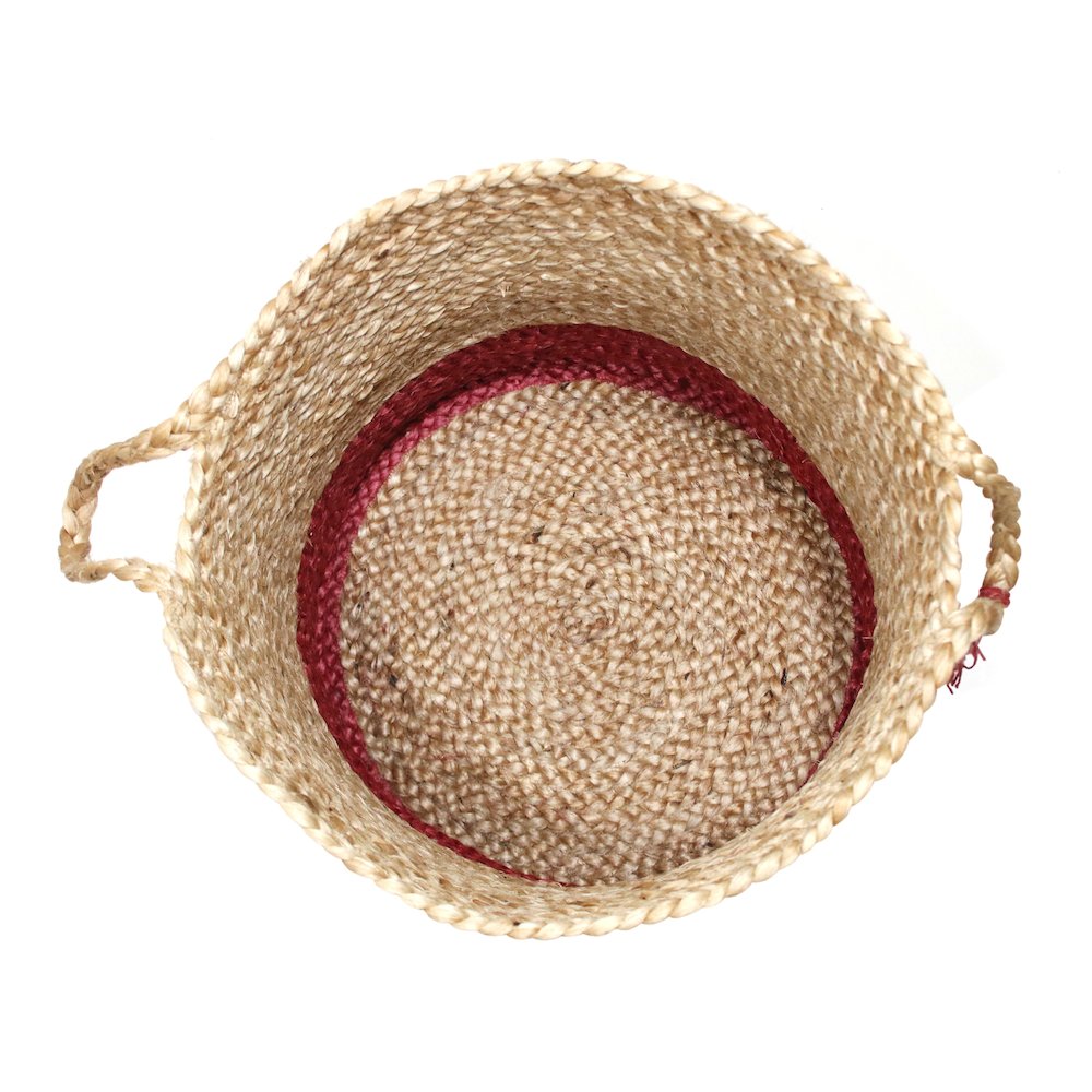 Baskets Jute Indoor Basket in Tan/Red, 19" x 19" x 19". Picture 5