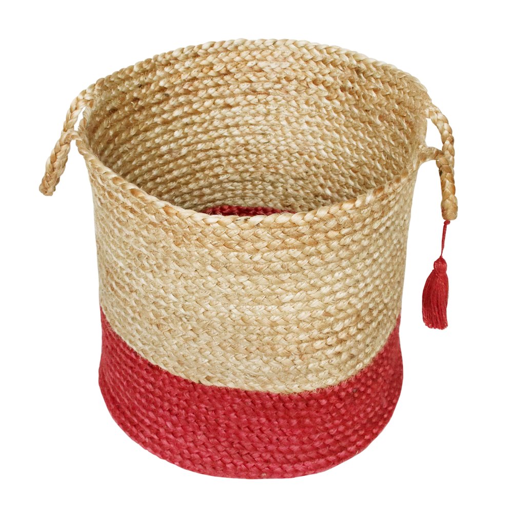 Baskets Jute Indoor Basket in Tan/Red, 19" x 19" x 19". Picture 4