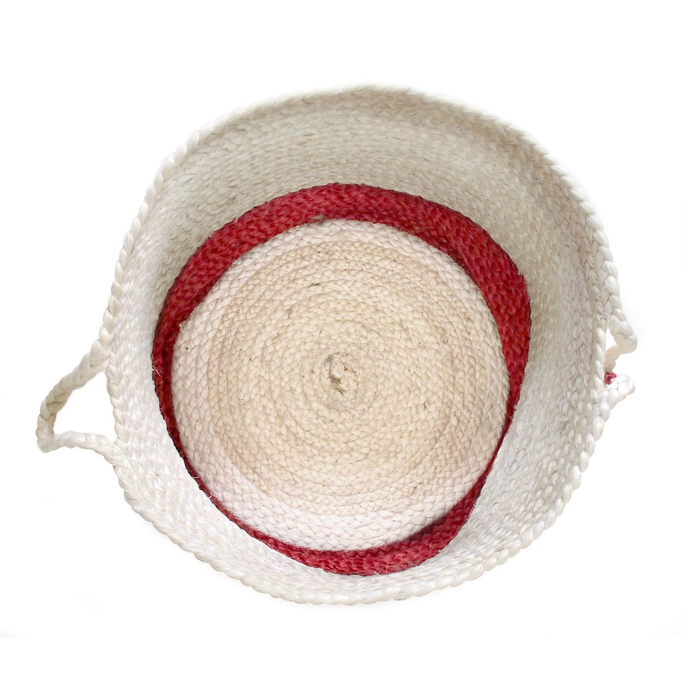 Baskets Jute Indoor Basket in White/Red, 19" x 19" x 19". Picture 5