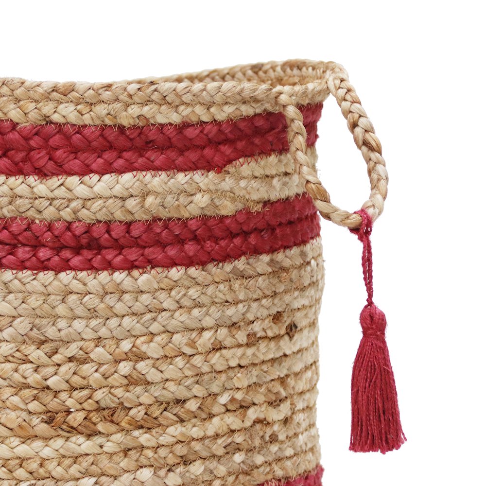 Baskets Jute Indoor Basket in Tan/Red,  19" x 19" x 19". Picture 4