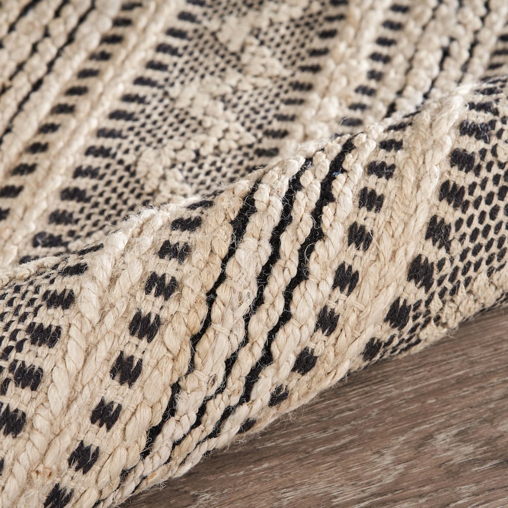 Bleached Naturals Jute Blend Area Rug Indoor in Black/Ivory, 9' x 12'. Picture 5