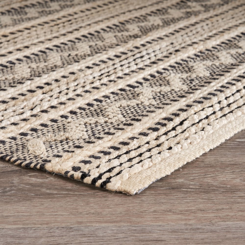 Bleached Naturals Jute Blend Area Rug Indoor in Black/Ivory, 9' x 12'. Picture 6