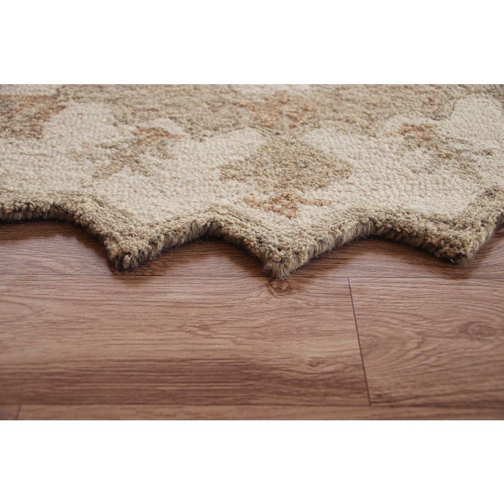 Bella Rose Wool Area Rug Indoor in Beige/Cream, 3' Round. Picture 3