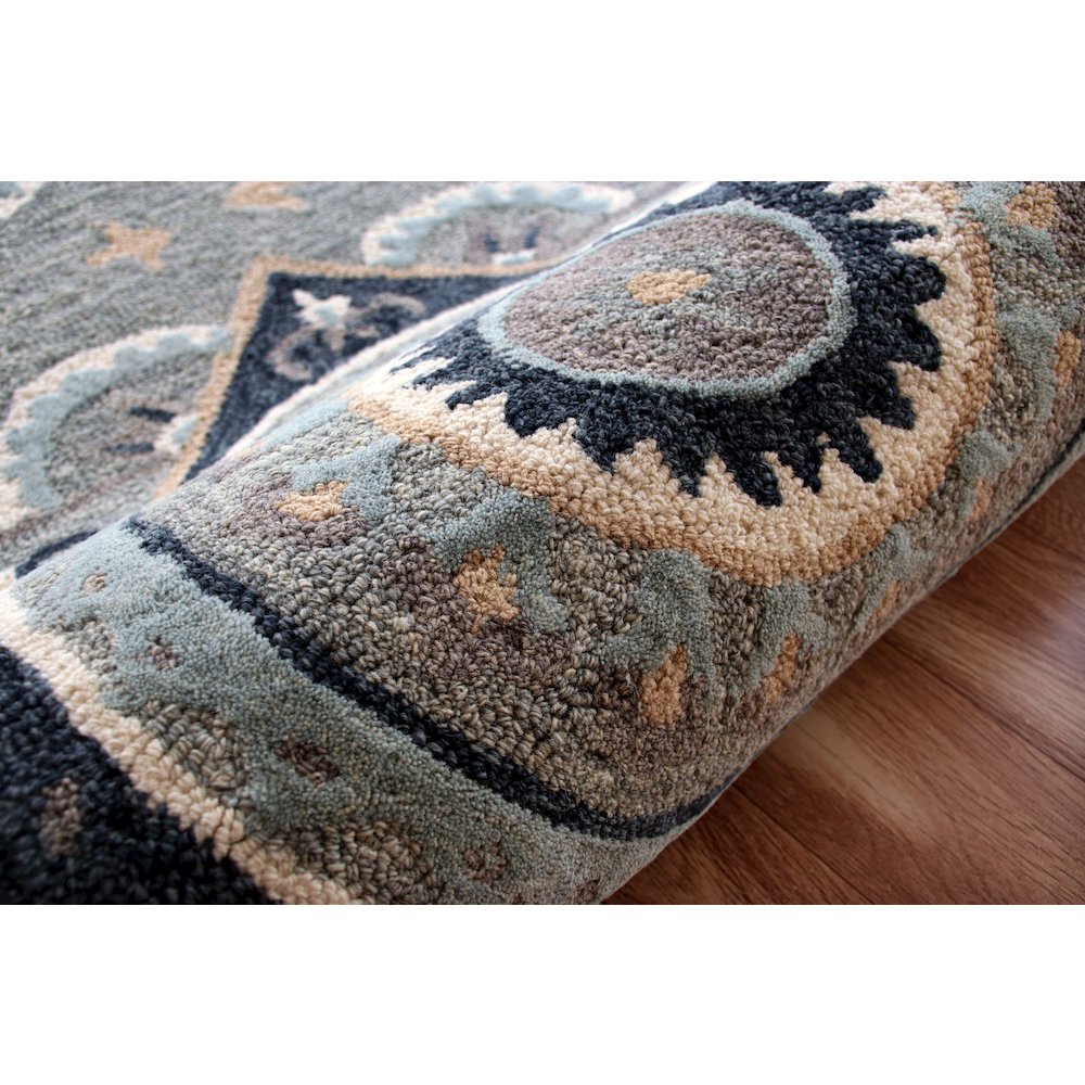 Bella Rose Wool Area Rug Indoor in Gray/Blue, 3' Round. Picture 4