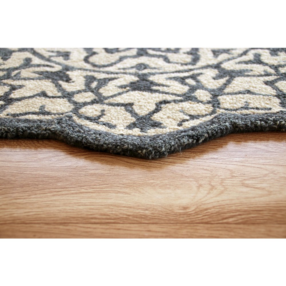 Bella Rose Wool Area Rug Indoor in Blue/Ivory, 3' Round. Picture 3