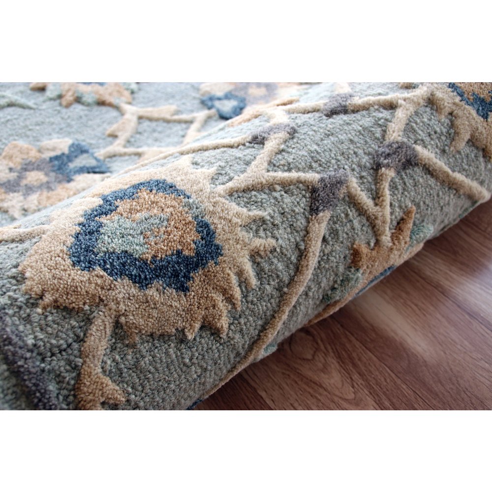 Bella Rose Wool Area Rug Indoor in Blue/Gray, 3' Round. Picture 4