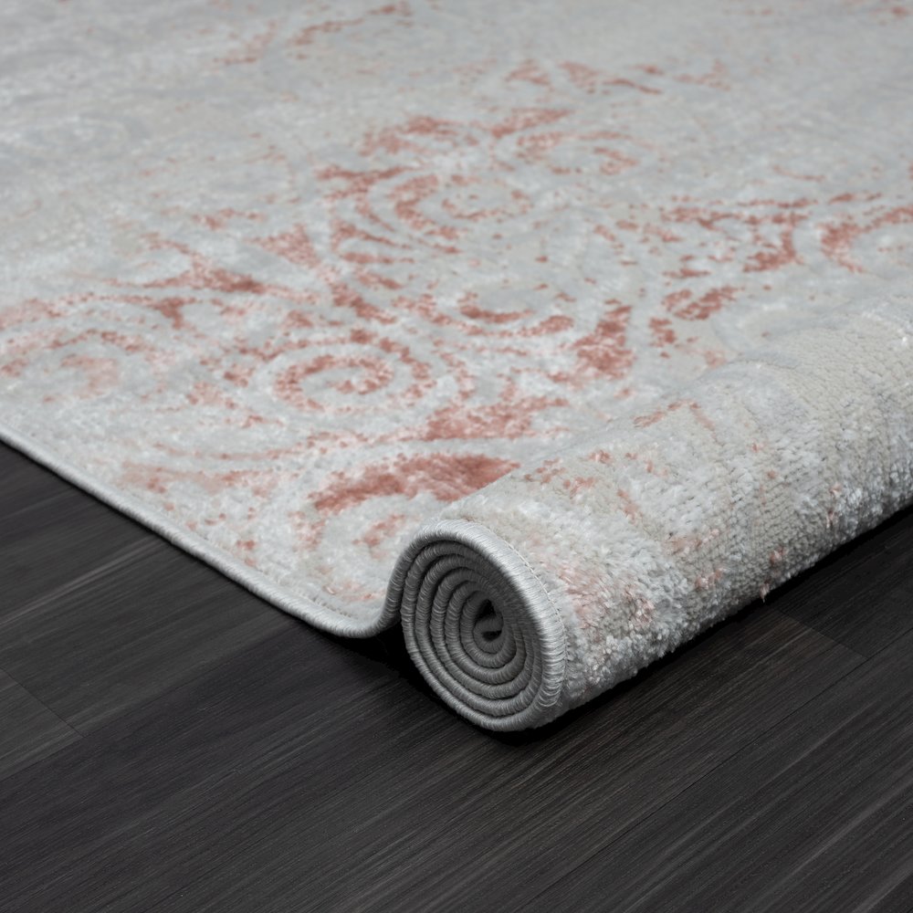 Calgary Durable Performance Area Rug Indoor in Pink/Ivory, 7'9" X 9'9". Picture 4