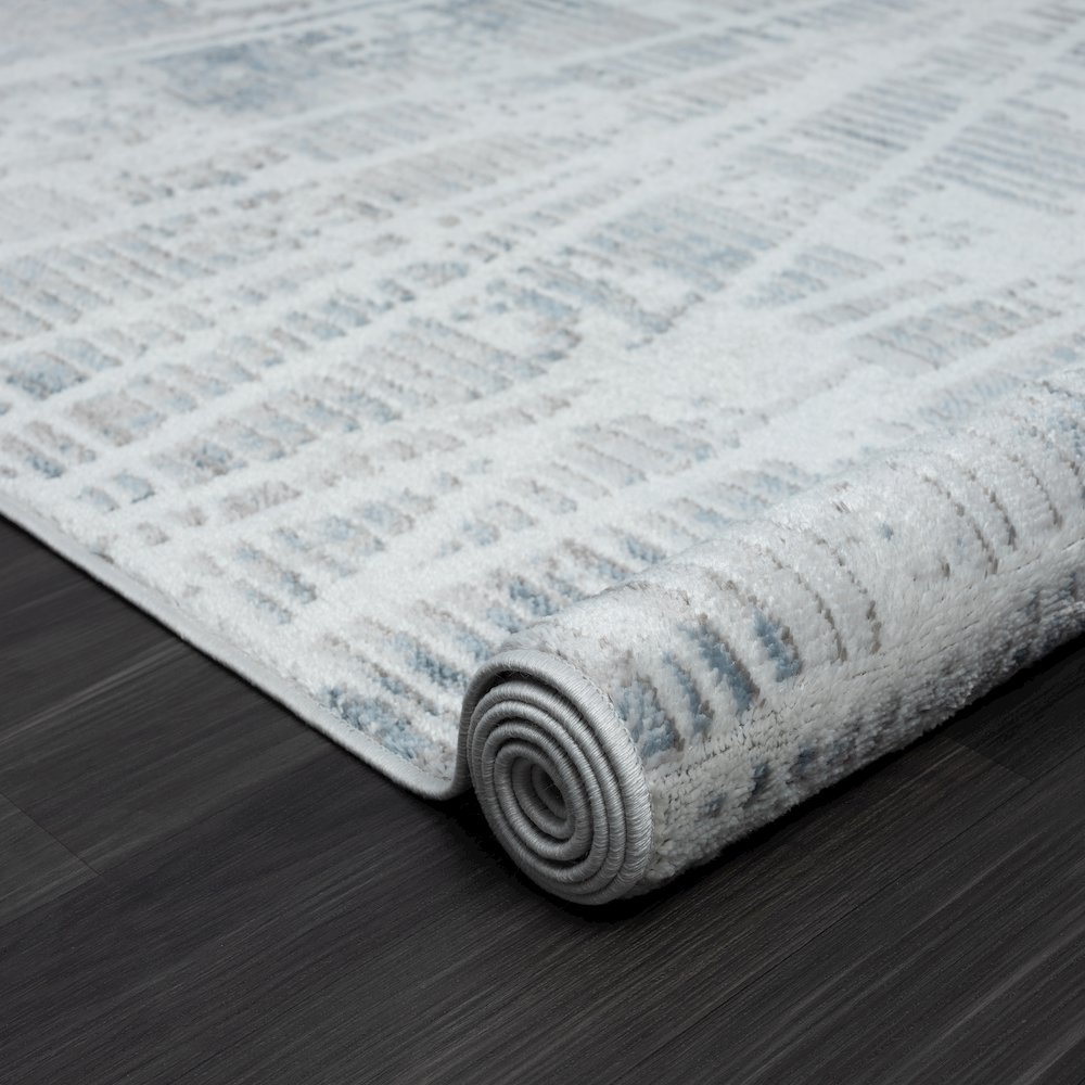 Calgary Durable Performance Area Rug Indoor in Blue/Cream, 7'9" X 9'9". Picture 4