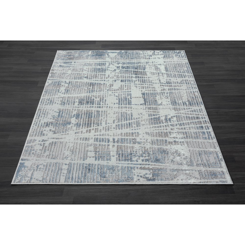 Calgary Durable Performance Area Rug Indoor in Blue/Cream, 7'9" X 9'9". Picture 8