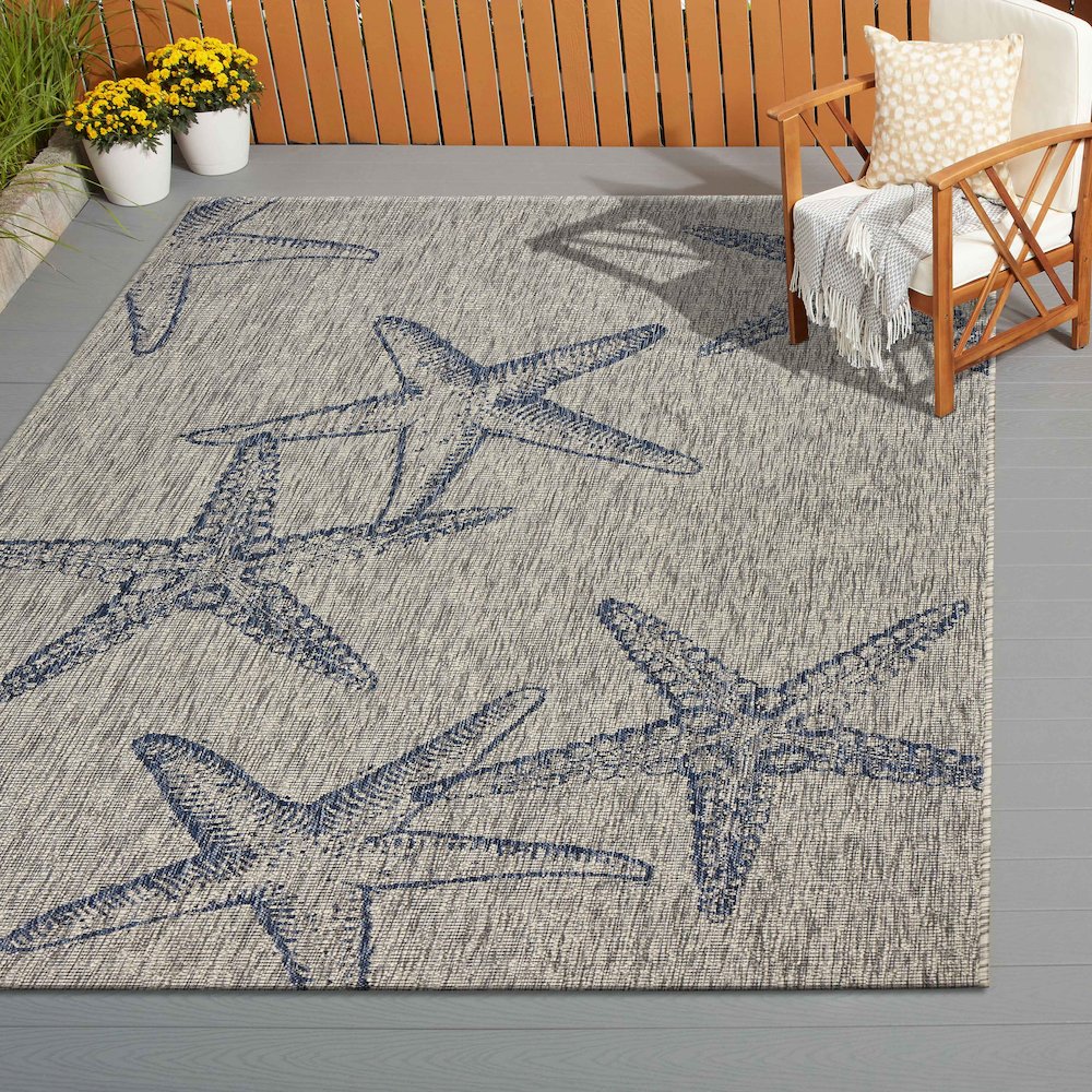 Captiva Durable Performance Area Rug Outdoor in Blue/Gray, 7'9" x 9'5". Picture 8