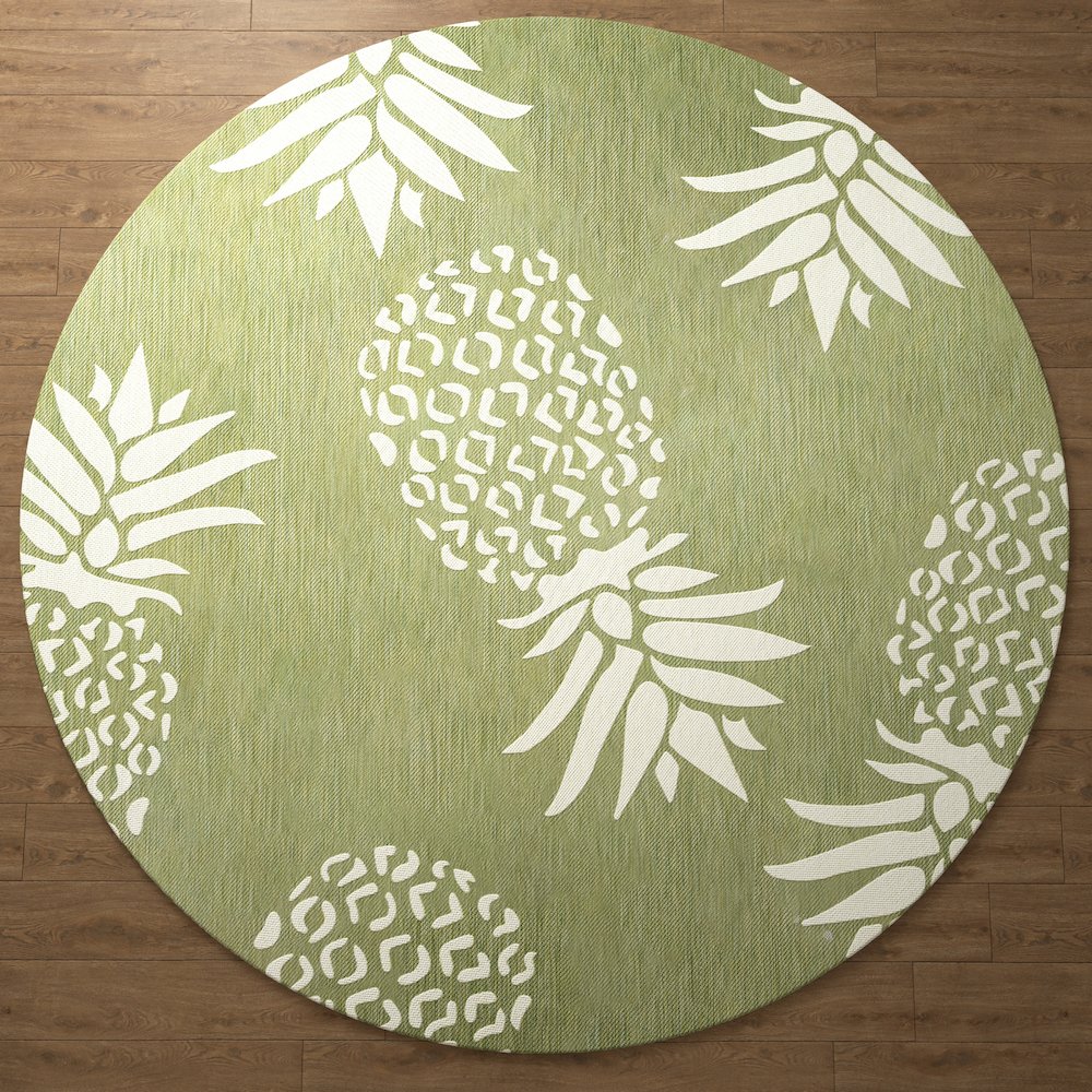 Catalina Durable Performance Area Rug Outdoor in Green/Gray, 7'6" Round. Picture 1