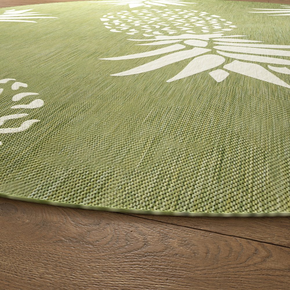 Catalina Durable Performance Area Rug Outdoor in Green/Gray, 7'6" Round. Picture 3