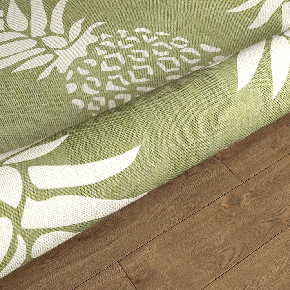 Catalina Durable Performance Area Rug Outdoor in Green/Gray, 7'6" Round. Picture 4