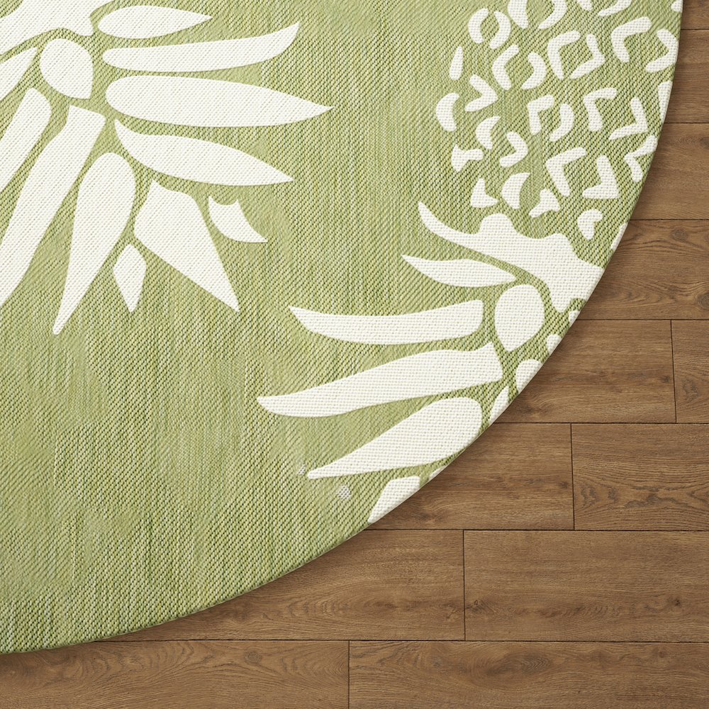 Catalina Durable Performance Area Rug Outdoor in Green/Gray, 7'6" Round. Picture 5