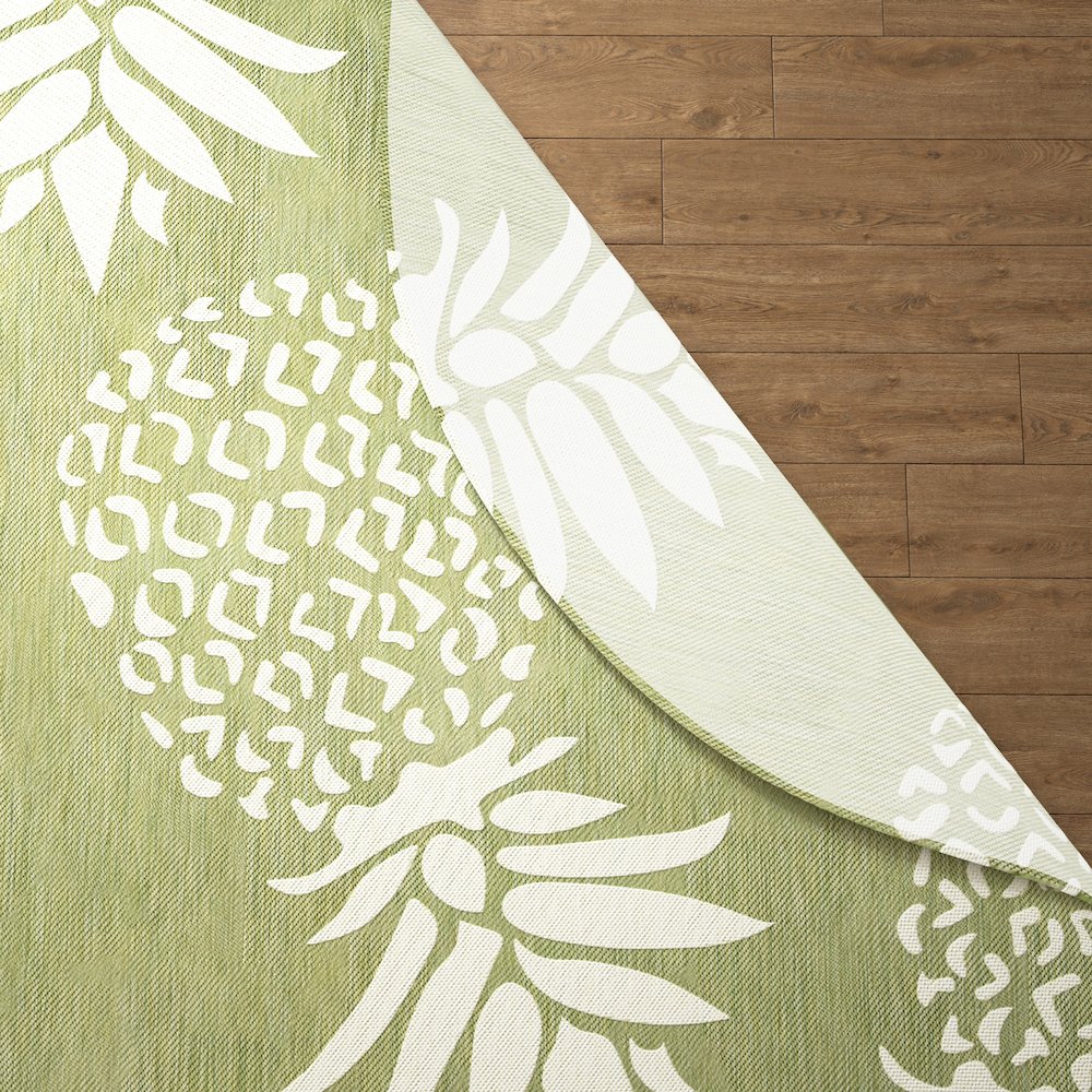 Catalina Durable Performance Area Rug Outdoor in Green/Gray, 7'6" Round. Picture 6