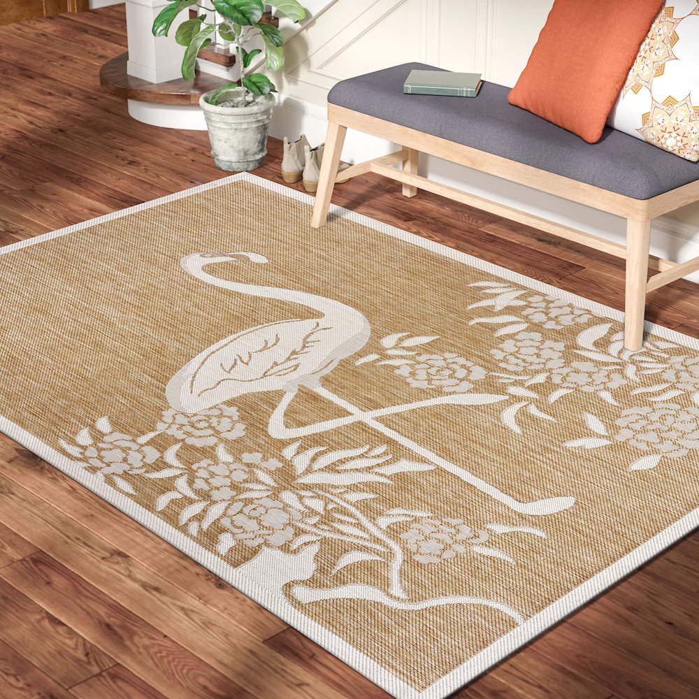 Catalina Durable Performance Area Rug Outdoor in Beige/Cream, 7'9" x 9'9". Picture 8