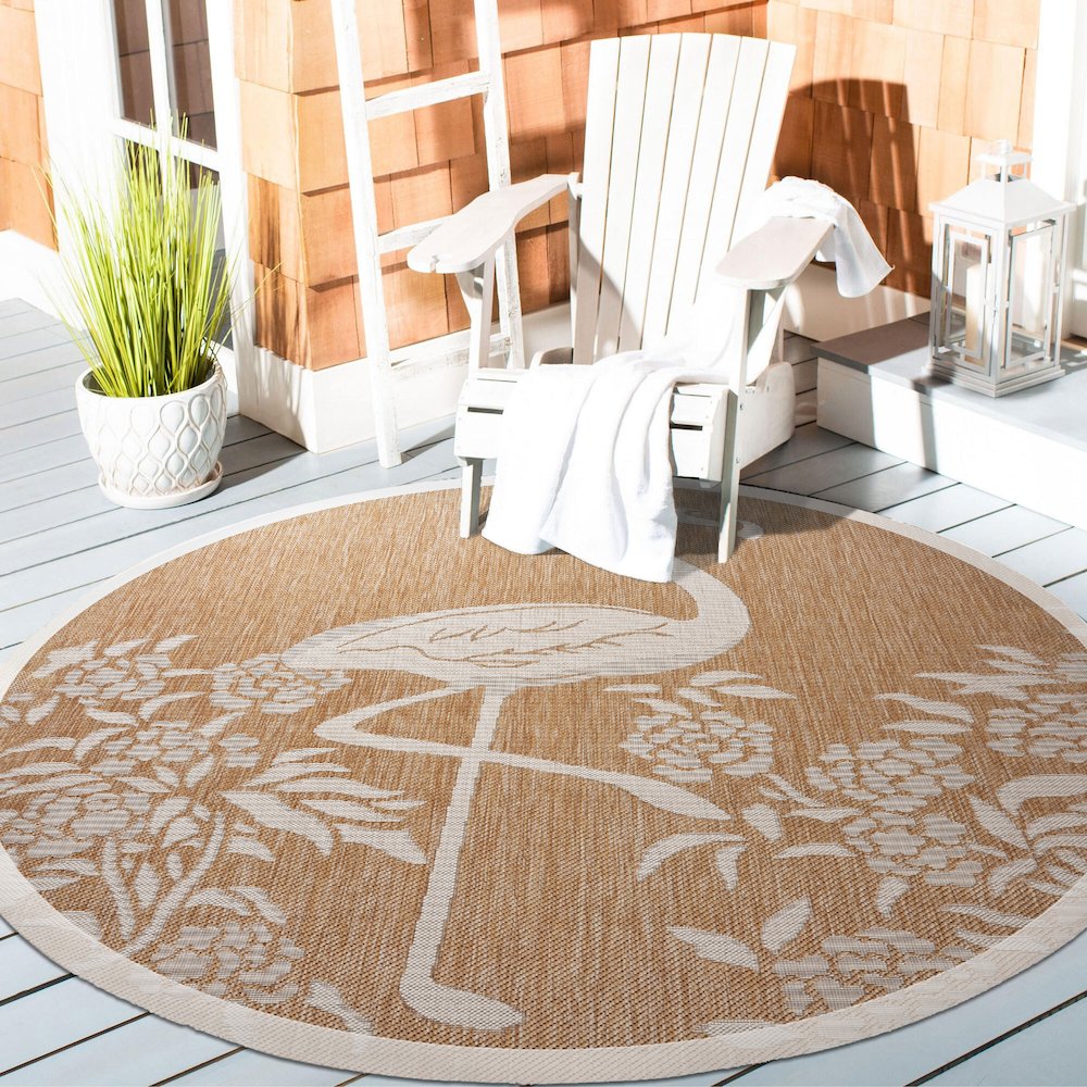 Catalina Durable Performance Area Rug Outdoor in Beige/Cream, 7'6" Round. Picture 2